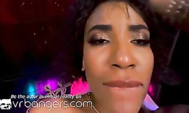 Demi Sutra VR POV Ebony Blowjob & Reverse Cowgirl
