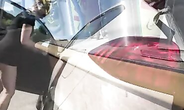 Klassi Kougar Shows Off Big Ass in Sundress at Outdoor Carwash