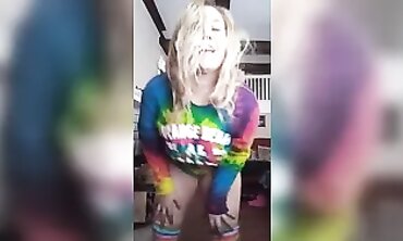Towheaded MILF Dances in Knee-High Socks