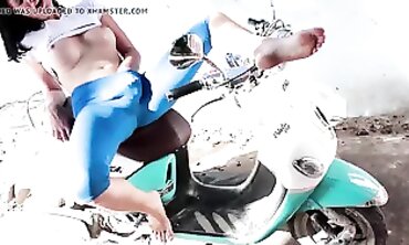 Bimbos Squirt and Pee on a Scooter