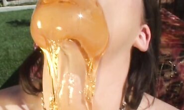 Sophie Dee Takes Grease All Over He R Huge Udders And Booty And Prick In Her Crevasses