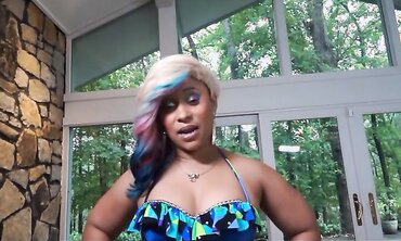 Spectacular Tatted Ebony Hottie Gets Rails a Meaty Ebony Fuckpole after Deepthroating it along with Sizzling Black Honey Pinky two