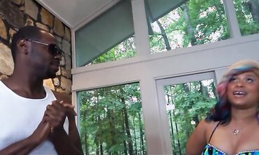 Spectacular Tatted Ebony Hottie Gets Rails a Meaty Ebony Fuckpole after Deepthroating it along with Sizzling Black Honey Pinky two