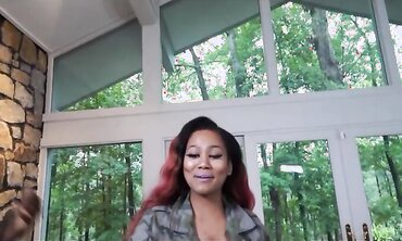 Spectacular Tatted Ebony Hottie Gets Rails a Meaty Ebony Fuckpole after Deepthroating it along with Sizzling Black Honey Pinky two