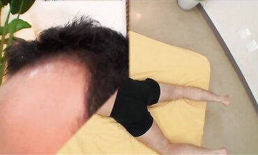 Japanese black-haired Jun and her gf shag a fellow on a mattress in the middle of the guest room two