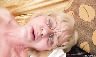 Czech Blonde Grandma With Glasses Takes A barely legal Dick