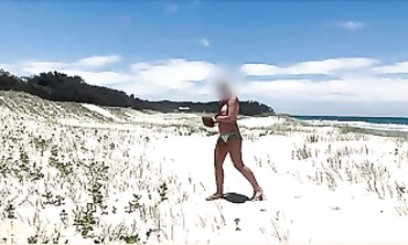 WifeyDoes Shows Off Big Tits on the Beach Outdoors
