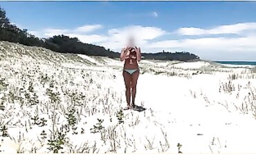 WifeyDoes Shows Off Big Tits on the Beach Outdoors