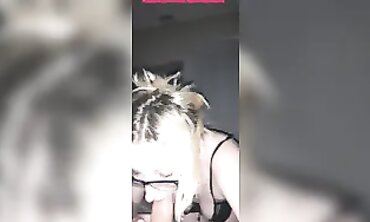 Blonde MILF with Glasses Gets a Deep Throat and Giant Facial
