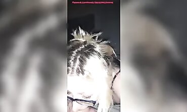 Blonde MILF with Glasses Gets a Deep Throat and Giant Facial