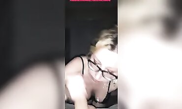 Blonde MILF with Glasses Gets a Deep Throat and Giant Facial