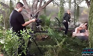Inexperienced Petite Lovers Star in an Amateur Outdoor Orgy