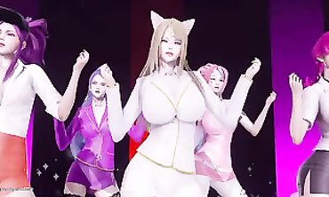 MMD: Chung Ha Snapping Unclothed Dance with Ahri, Akali & Kai'Sa