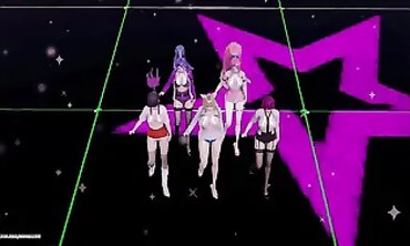 MMD: Chung Ha Snapping Unclothed Dance with Ahri, Akali & Kai'Sa