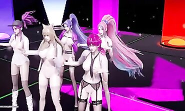 MMD: Chung Ha Snapping Unclothed Dance with Ahri, Akali & Kai'Sa