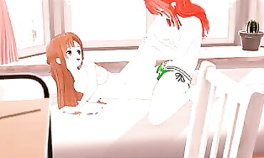 Yuuki Asuna Takes a Strap-On from a Redheaded Anime Girl