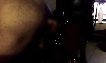 Ebony Babe Gets Pegged with a Leather Dildo