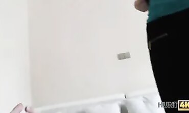 POV Brunette Euro Babe Unwraps and Sucks Off