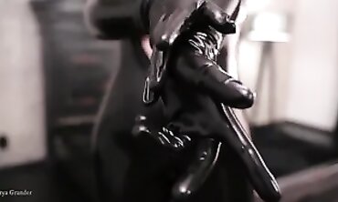 Arya Grander's African Latex Catsuit Domination