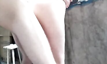 Russian Cockslut Takes Double Anal on the Balcony