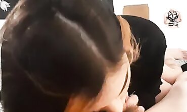 POV College Coed Takes a Deep Throatpie on a Huge Cock