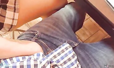 POV college girl Gets a Handjob Under the Desk During Class