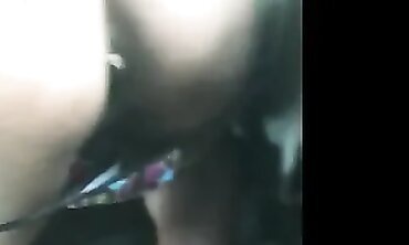 Black Hooker in Tee and Panties Sucks Cock in Public