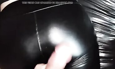 POV Russian Amateur Loads Leather Pants With Cum