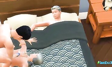 Sims 4: Brother-in-Law Threesome with Elderly Parents