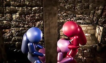 Rosy Stuck to Wall in Futa Threesome