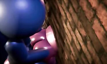 Rosy Stuck to Wall in Futa Threesome