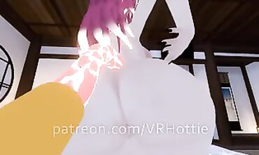 VRHottie Redhead Spa Massage and Cowgirl Action