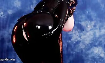 Arya Grander in a Latex Catsuit for a Romantic BDSM Scene