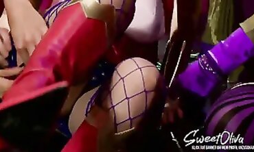 Superhero Cosplay Dyke Threesome with Big Tits