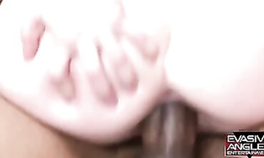 Evasive Angles: Blonde Interracial Blowjob and Hardcore Facial