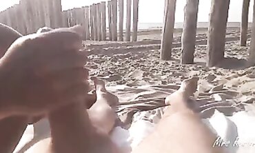 POV MILF Am Gets a Handjob and Blowjob at Public Beach