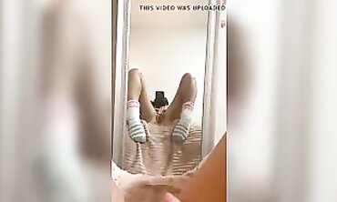 Tiny British MILF Squirts While Eating in Front of the Mirror