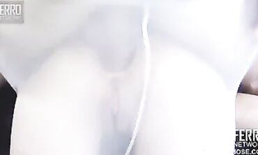 Olga Barz in White Stockings and Lingerie
