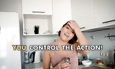 Petite JuliAlexxx Teases You With a POV Footjob in the Kitchen