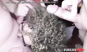 Blonde Gangbang with Internal Creampie and Blowjob