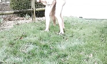 Inexperienced Lovers Fuck Outside While Neighbor Watches