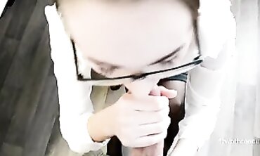 POV Secretary Swallows Boss's Creampie