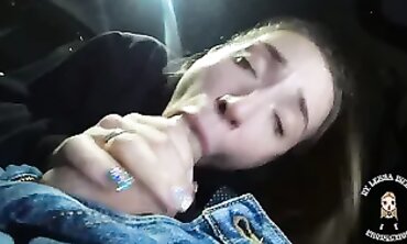 Legal Lady Gets Rough Blowjob From Stranger In Car