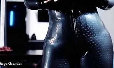 Arya Grander: Latex Catsuit MILF POV