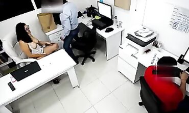 Boss Screws Coworker Next to Assistant