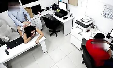 Boss Screws Coworker Next to Assistant