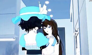 Kurisu Makise and Mayuri Shiina Lesbian Strap-On Sex