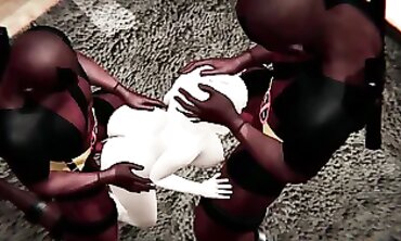 Anime Cosplay: Gwen Takes Double Anal in the Pool