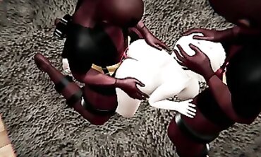 Anime Cosplay: Gwen Takes Double Anal in the Pool