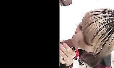 Mayuka's college girl Cosplay POV Blowjob and Handjob